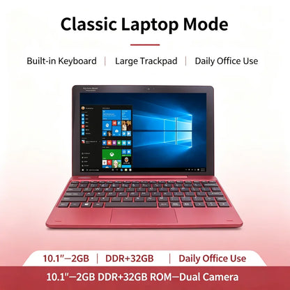 Detachable 2 in 1 RE101 10.1' Windows Laptop Tablet, Intel X5-Z8350, 2GB DDR 32GB ROM HD IPS Screen Dual Camera, HDMI-Compatible