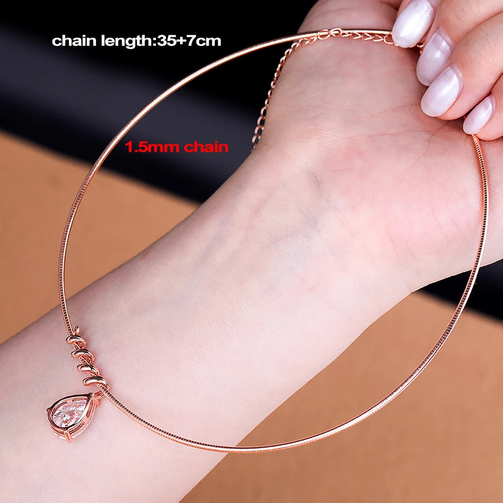 3CT 5CT Waterdrop Shape Full Moissanite Necklace for Women Pear Cut Lab Diamond Surround Pendant S925 Silver Neck Chain Jewelry