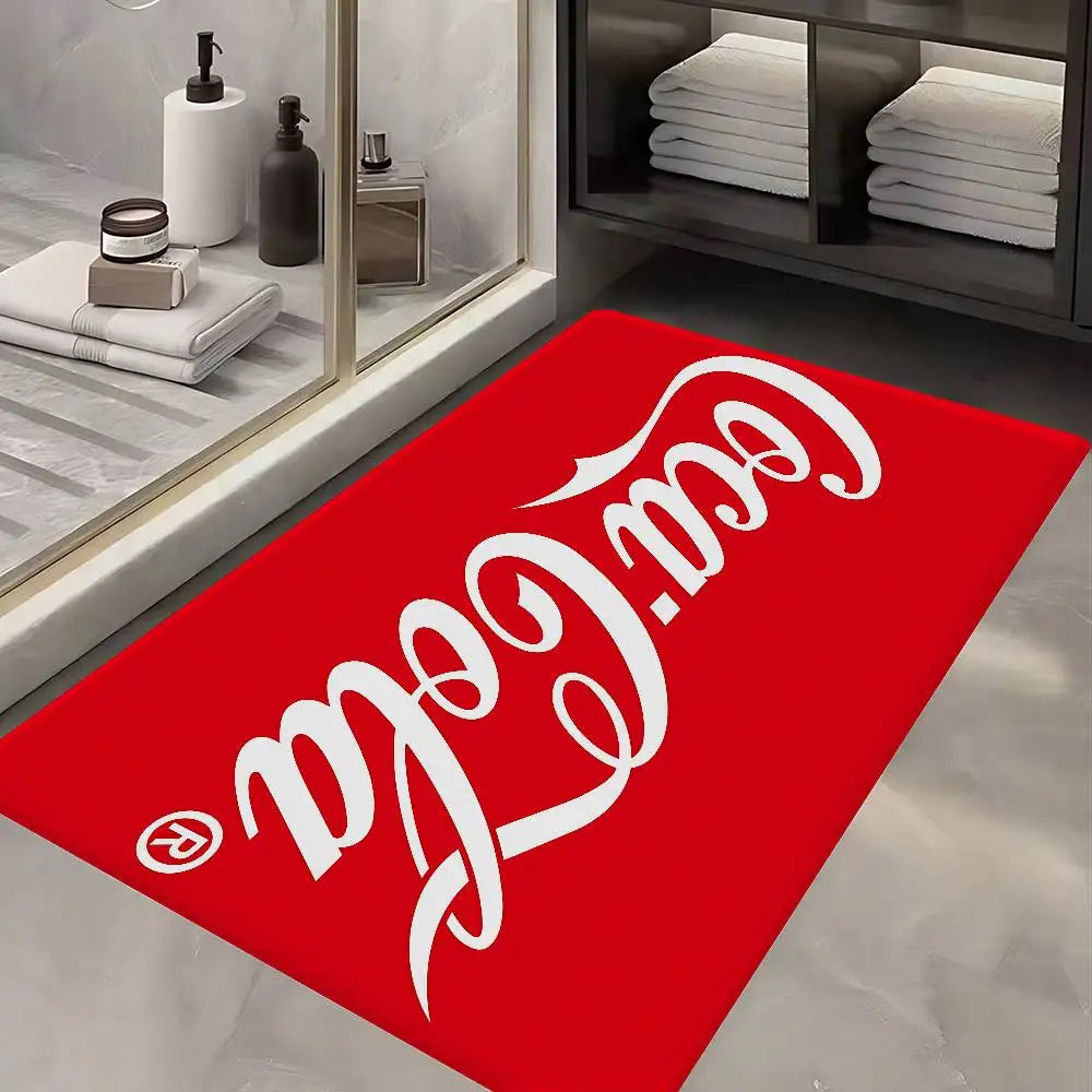 C-Coca Cola Bathroom Mat Anti-slip Absorb Water Long Strip Cushion Bedroon Mat Welcome Doormat