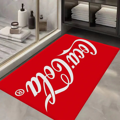 C-Coca Cola Bathroom Mat Anti-slip Absorb Water Long Strip Cushion Bedroon Mat Welcome Doormat