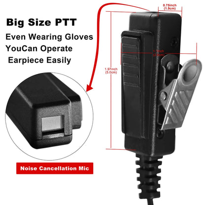 RISENKE-Earpiece for Sepura Walkie Talkie, Headset with Mic, PTT and Tube, SC2020,Stp9000, Stp8000, STP8030, STP8035, Stp8038
