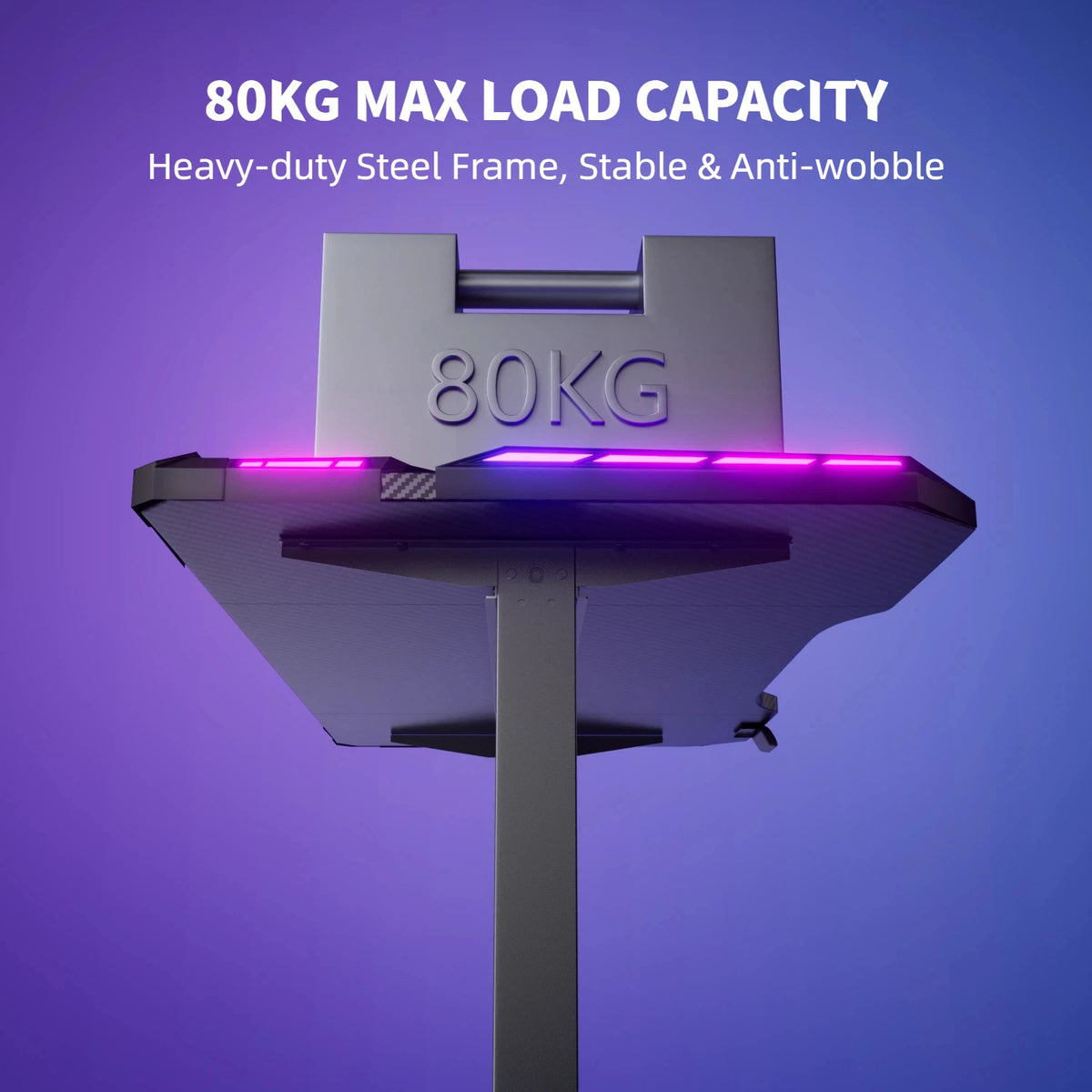 NEBMAAX Electric Height Adjustable Gaming Desk With RGB LED Strip Lights, Built-In Cup Holder Headset Hook Ergonomic Computer Game Table with Carbon Fiber Surface, 2 Memory Positions and 3 Sizes
