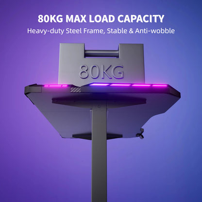 NEBMAAX Electric Height Adjustable Gaming Desk With RGB LED Strip Lights, Built-In Cup Holder Headset Hook Ergonomic Computer Game Table with Carbon Fiber Surface, 2 Memory Positions and 3 Sizes