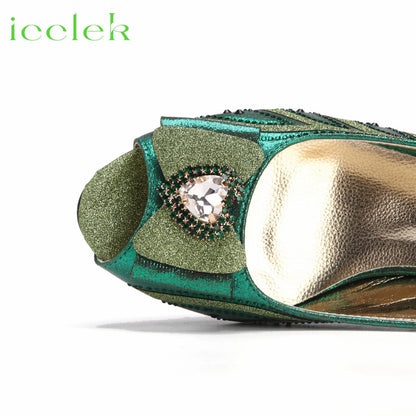 2024 New Arrival Elegant Style Fuchsia Color Low Heels Nigeria Popular Design African Ladies Shoes And Bag Set