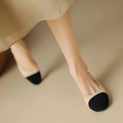 2025 Summer Women Luxury High Heels Shoes for Woman's Color Splicing Mixed Color Round Toe Sandals Ladies Slippers Casual Shoes