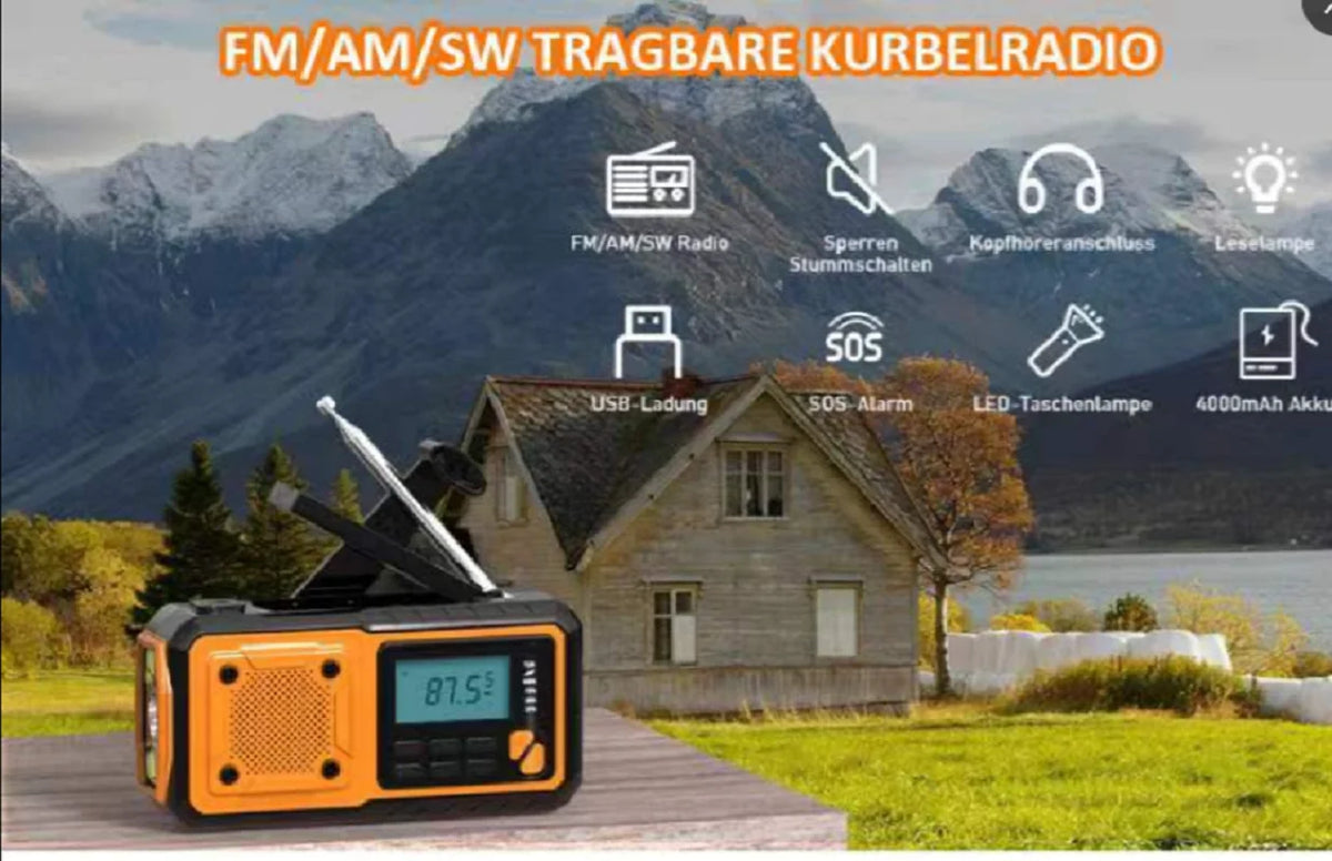 5000mAh/18500mWh Emergency Hand Crank Radio,AM FM NOAA Weather Alert Radio, Digital Display,4 Way Powered Hand Crank,Solar Radio