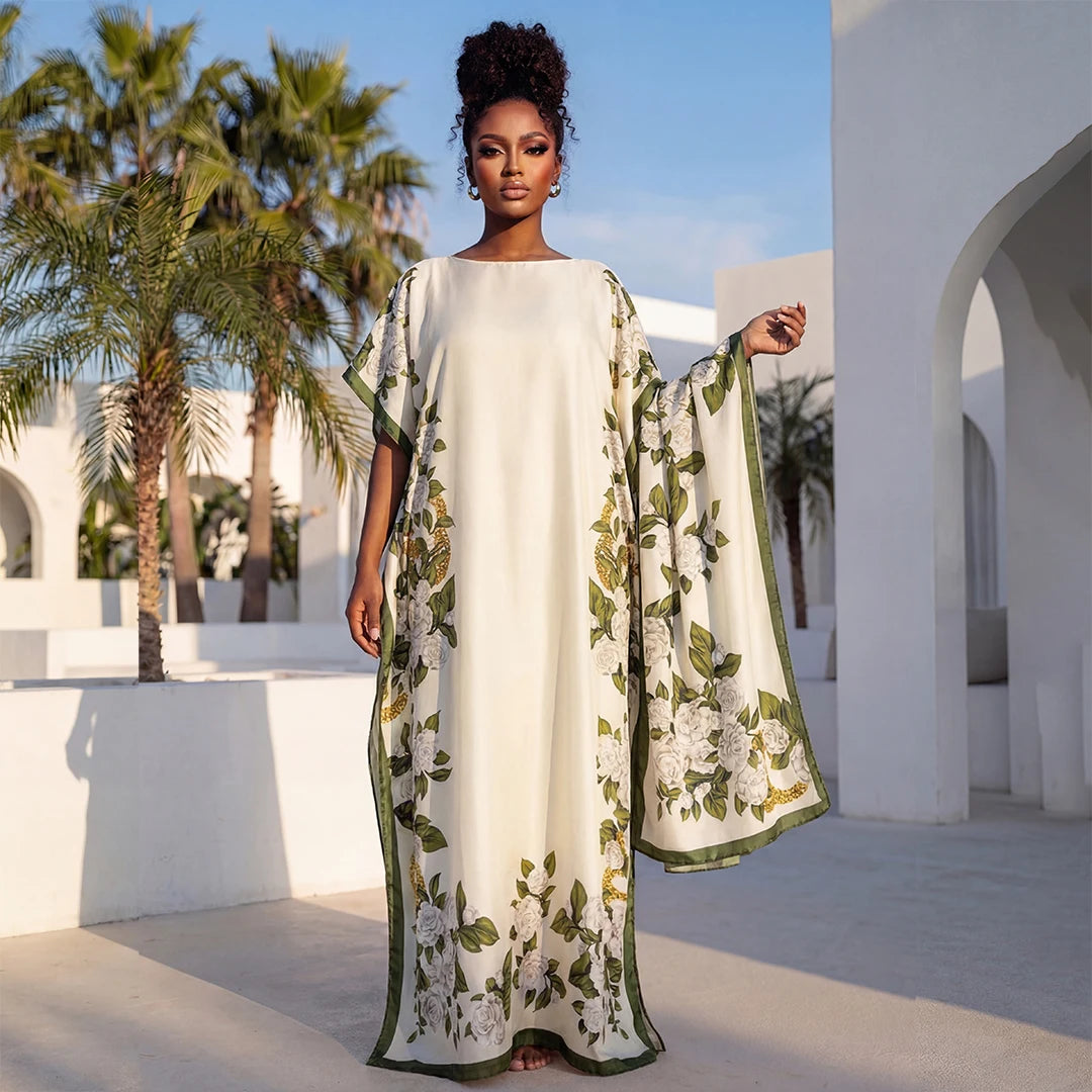 Summer Fashion African Shawl For Women Elegant Printed Muslim Lady Long Hijab Kaftan Dress Sun Protection Kuwait Abaya Scraf