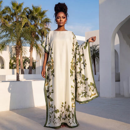 Summer Fashion African Shawl For Women Elegant Printed Muslim Lady Long Hijab Kaftan Dress Sun Protection Kuwait Abaya Scraf