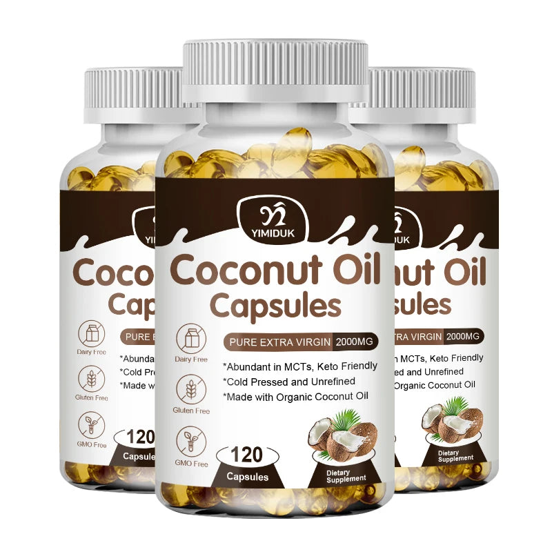 Coconut Oil Capsules Promotes Healthy Hair, Skin & Nails Made with Organic Coconut Oil