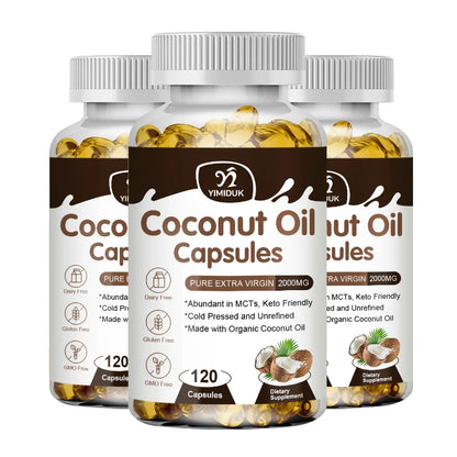 Coconut Oil Capsules Promotes Healthy Hair, Skin & Nails Made with Organic Coconut Oil