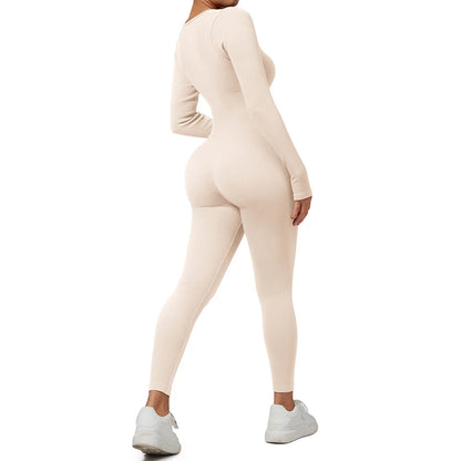 Women Autumn Winter Long Sleeve Jumpsuits Bodycon Slim Fit Streetwear Overall One Piece Bodysuits Outfit Yoga Jumpsuit Women