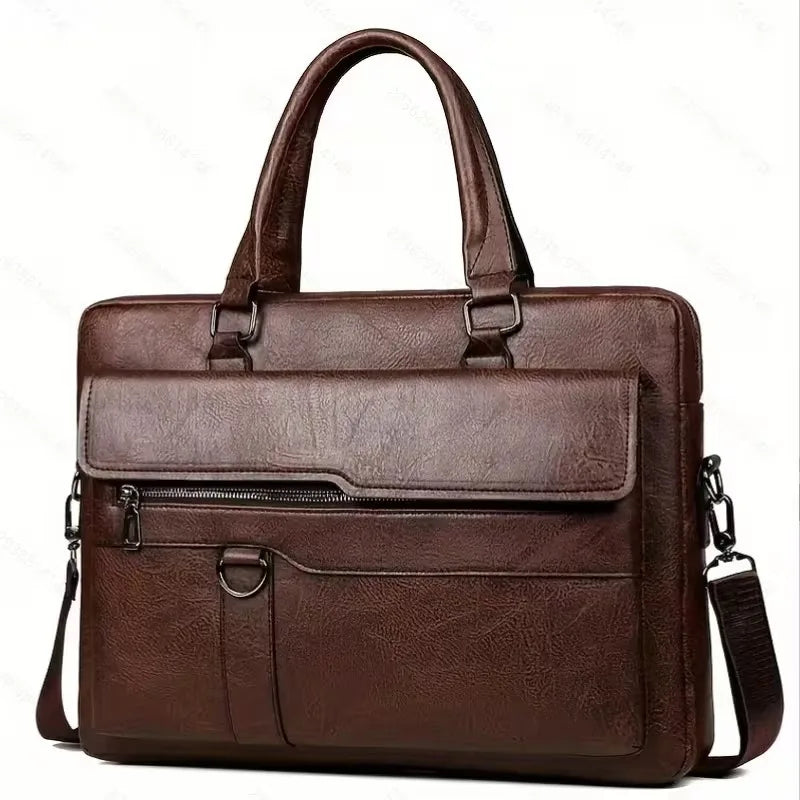 PU Business Briefcase - A Lightweight Cross-body Bag with Ample Capacity, Perfect for Daily Commuting.