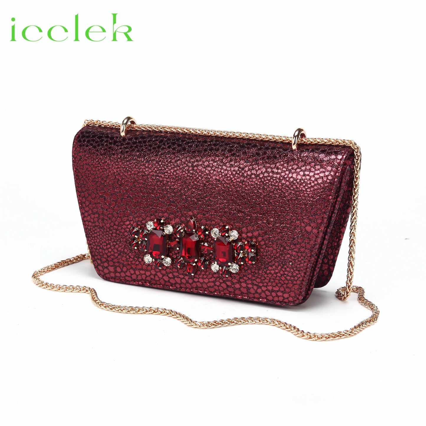 2025 New Elegant Nigerian Women’s Wine Color Heeled Shoes and Rhinestone Handbag Set Italian Design for Parties and Weddings