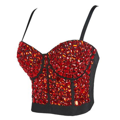 Quality Pearl Tank Tops Rhinestone Women Crop Top Club Clothes Streetwear Y2K Corset Woman Shaper Camis Fashion Feamale Clothing
