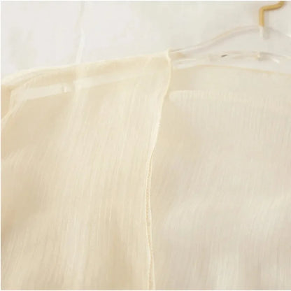 Casual Crinkle Women Cardigan Loose Chiffon Short Shawl See Through Transparent Thin Section Top Small Jacket