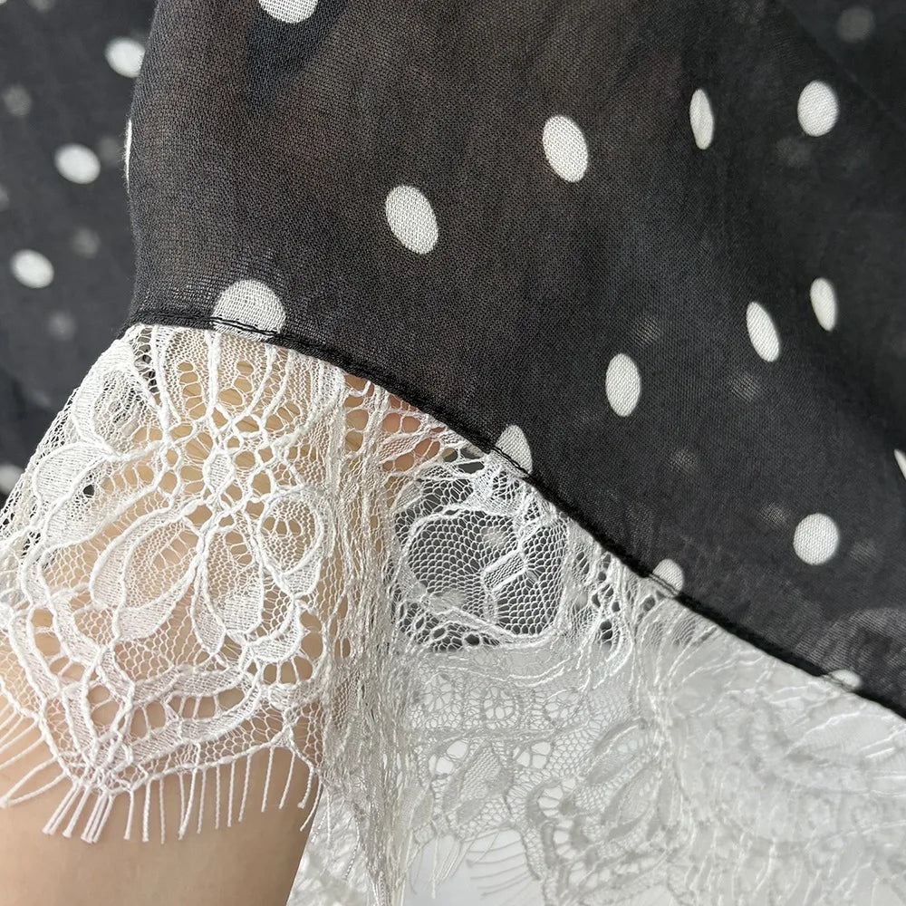 New Lace Modal Hijab Double Sided Polka Dot Print Hijabs for Women Muslim Fashion Turban Head Scarf Headwraps for Women Ramadan