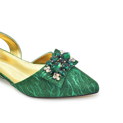 Ladies Shoe and Bag Set Latest Designers Low Heels Elegant Wedding Italian Shoes Bag Set Withn Rhinestone Green Shoe and Purse