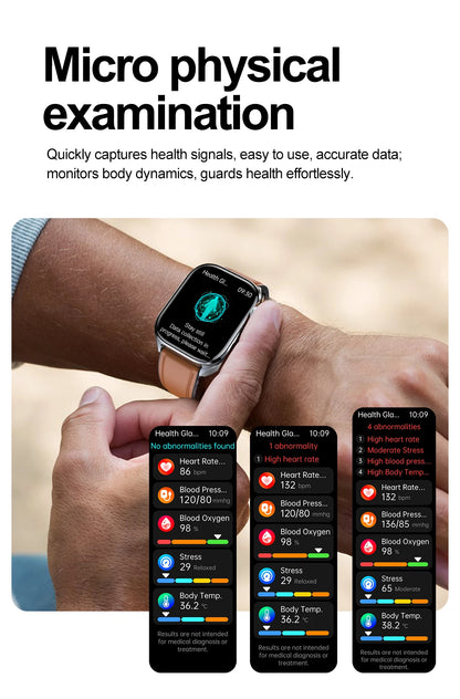 2026 New Non-Invasive Laser Treatment Three High Smart Watch Man ECG Heart Test Blood Fat Uric Acid Smart Watch For Android IOS