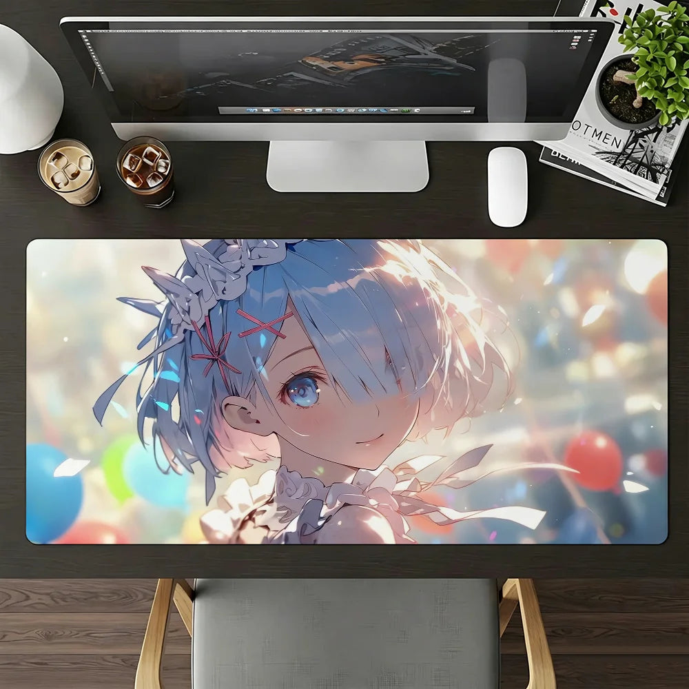 Anime R-Re Zero Rem Mouse Pad Large Non-Slip Waterproof Mat Stitched Edge Keyboard Pad for Gaming Daily Office