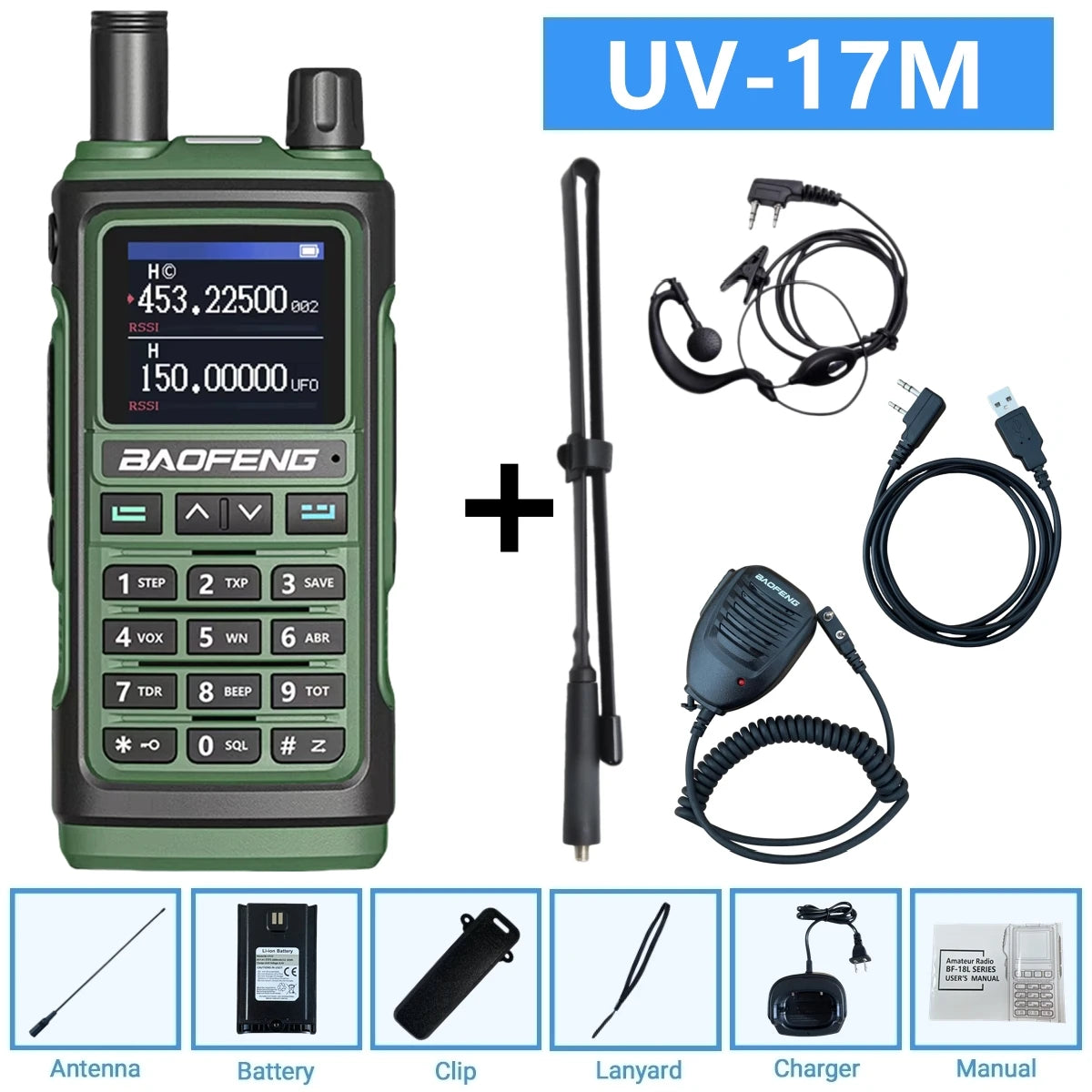 Baofeng 10W Ham Radio Uv-17R Long Range Walkie Talkie 999Ch Wireless Copy Air Band Type-C Emergency Tool For Enthusiasts