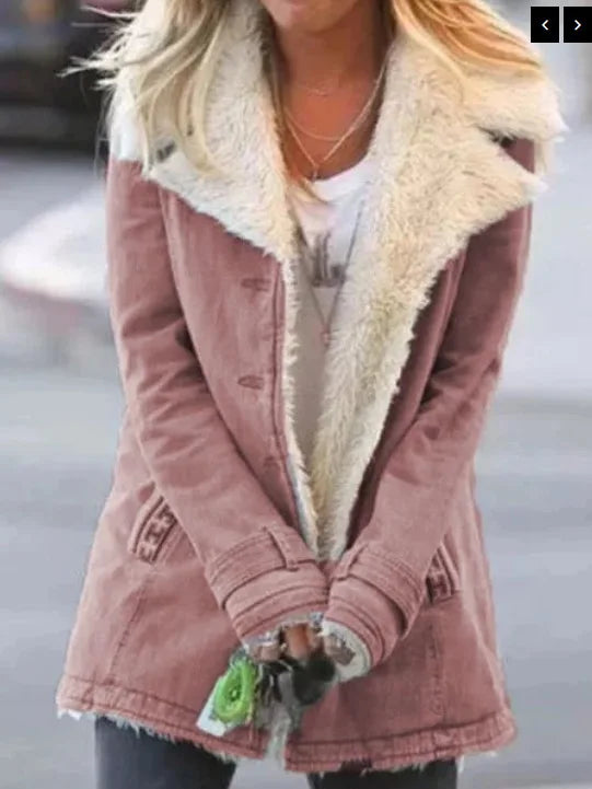 2022 Autumn Winter Women Warm Faux Fur Fleece Coat Jacket Lamb Wool Thickened Locomotive Lapel Female Chic Outwear Top Clothing