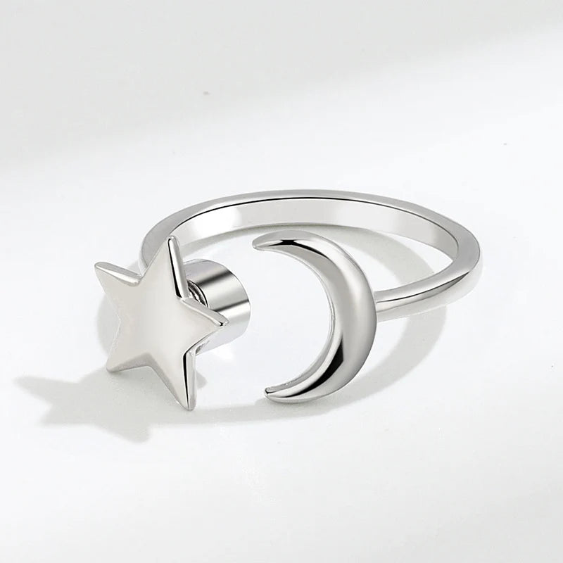 Anti Stress Anxiety Fidget Rings for Women Stainless Steel Sunflower Sun Star Spinner Ring Christmas Jewelry Gifts Dropshipping
