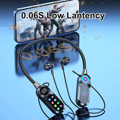 HD Screen Bluetooth 5.4 Headphones Neckband Earphones TWS Wireless Headsets HiFi Stereo Waterproof Earbuds Support TF Card