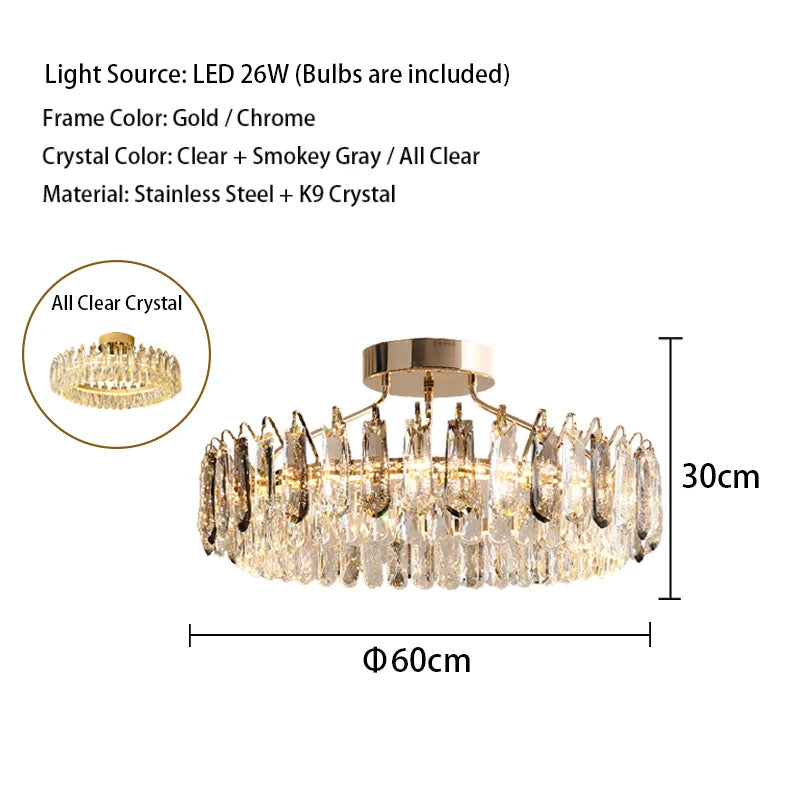 Clear Crystal Ceiling Chandeliers New LED Lights Luxury Rectangle Hanging Lamp Modern Home Decor Lustres for Dining Room Table