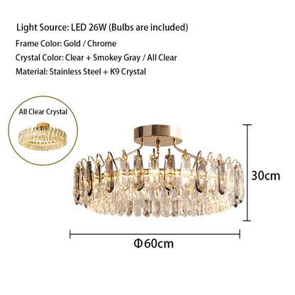 Clear Crystal Ceiling Chandeliers New LED Lights Luxury Rectangle Hanging Lamp Modern Home Decor Lustres for Dining Room Table