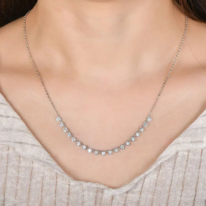 Lnngy Sparkling 3MM Moissanite Bubble-Style Necklace 14K Gold Filled Choker Necklace for Women Wedding Jewelry Accessories