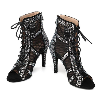 Girls Latin Dance Shoes Women Modern Dance Salsa High-Top Sandals Dance Hall Shoes Ladies Fashion Sexy High-Heeled Suede Boots