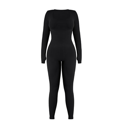 Women Autumn Winter Long Sleeve Jumpsuits Bodycon Slim Fit Streetwear Overall One Piece Bodysuits Outfit Yoga Jumpsuit Women