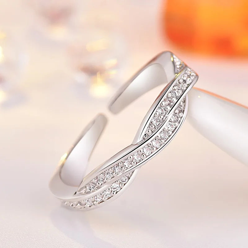 Original 925 Sterling Silver Ring High Quality Adjustable Opening AAA Zircon For Women Wedding Fine Fashion Jewelry Gift