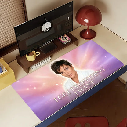 Cool Rich Kris Jenner Mouse Pad Large Non-Slip Waterproof Mat Stitched Edge Keyboard Pad for Gaming Daily Office