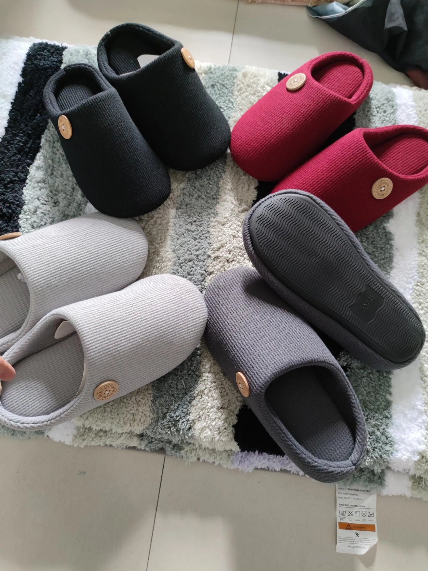 Comwarm Winter Warm Cotton Slippers For Women Men Flats Soft Non-slip Fluffy Shoes Design Slides Couple Indoor House Slippers