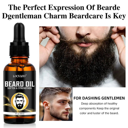 LOCKMIO 30ml Beard Moisturizing and Nourishing Oil Facial Hair Conditioner 24 Hour Long-Lasting Mustache Hydration Serum for Men