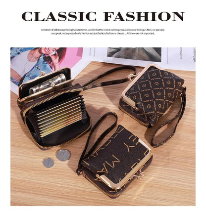 New Wallet Women's Wrist Strap Short Old Flower Zero Wallet Large Capacity Coin Clip Bag Letter Multi Card Card Bag Money Clip