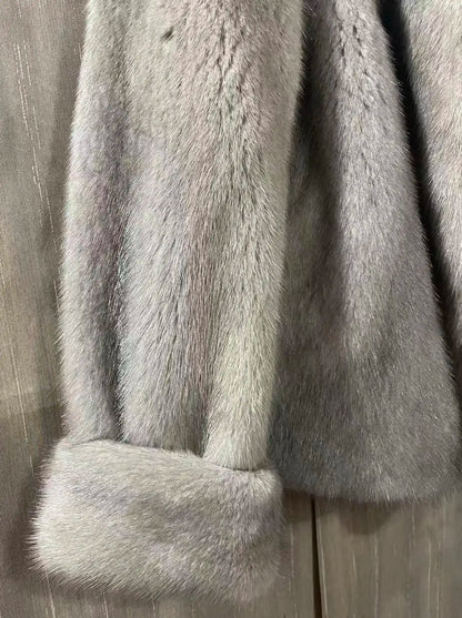 Ladies' real mink fur coat, collar mink fur leather jacket, winter warmth and fashion