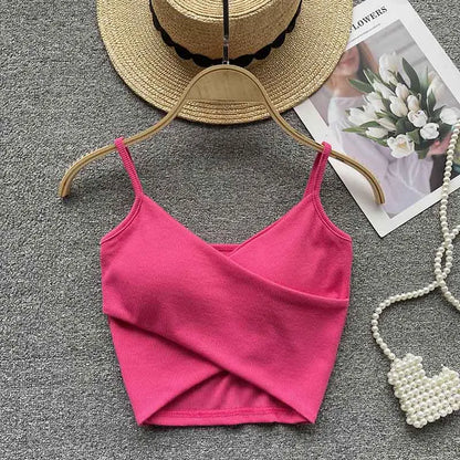  Irregular Casual Sport Camisole Women Strap Design Solid Fashion 2025 Y2K Elegant Ladies Chic Slim Tank Tops