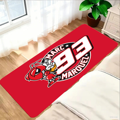 93 Racing Motorcycle Carpet Display Mat Non-Slip and Dirt Resistant, Bedroom Room Rug, Hallway Garage Decorative Mat