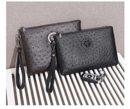 New Business Style Men Clutch Large Wallet Soft PU Leather Male Wristlet Pack Bag Elegant Leisure Stylish HandBags Envelope Bag