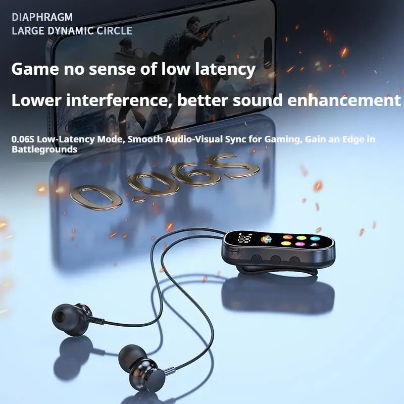 Lavalier HD Screen Bluetooth Headphones 30H Play Surround Sound Headsets Noise Reduction Wireless Earphones Handsfree In HD Mic