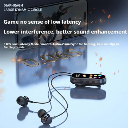 Lavalier HD Screen Bluetooth Headphones 30H Play Surround Sound Headsets Noise Reduction Wireless Earphones Handsfree In HD Mic