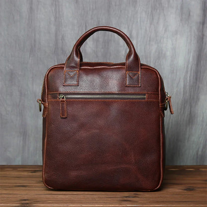 NZPJ New Retro Leather Men's Handbag Top Layer Cowhide Vertical Single Shoulder Messenger Bag Postman Briefcase Computer Bag