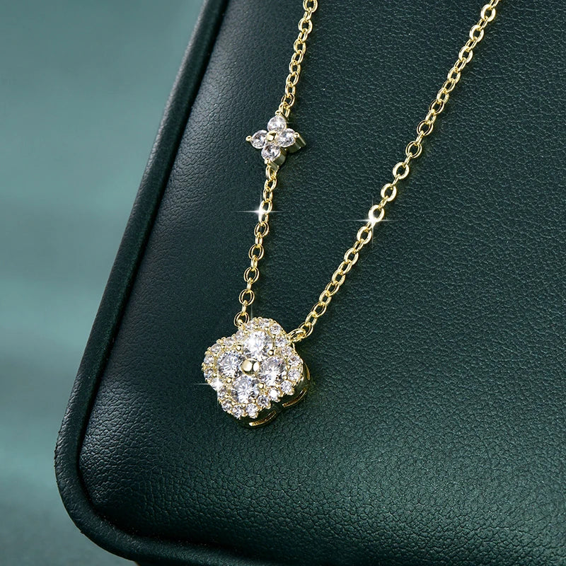 Rrjzz GRA Certified D-Color VVS1 Moissanite Pendant Necklace Lab Created Imitation Diamond for Women Charm Necklace Jewelry Gift