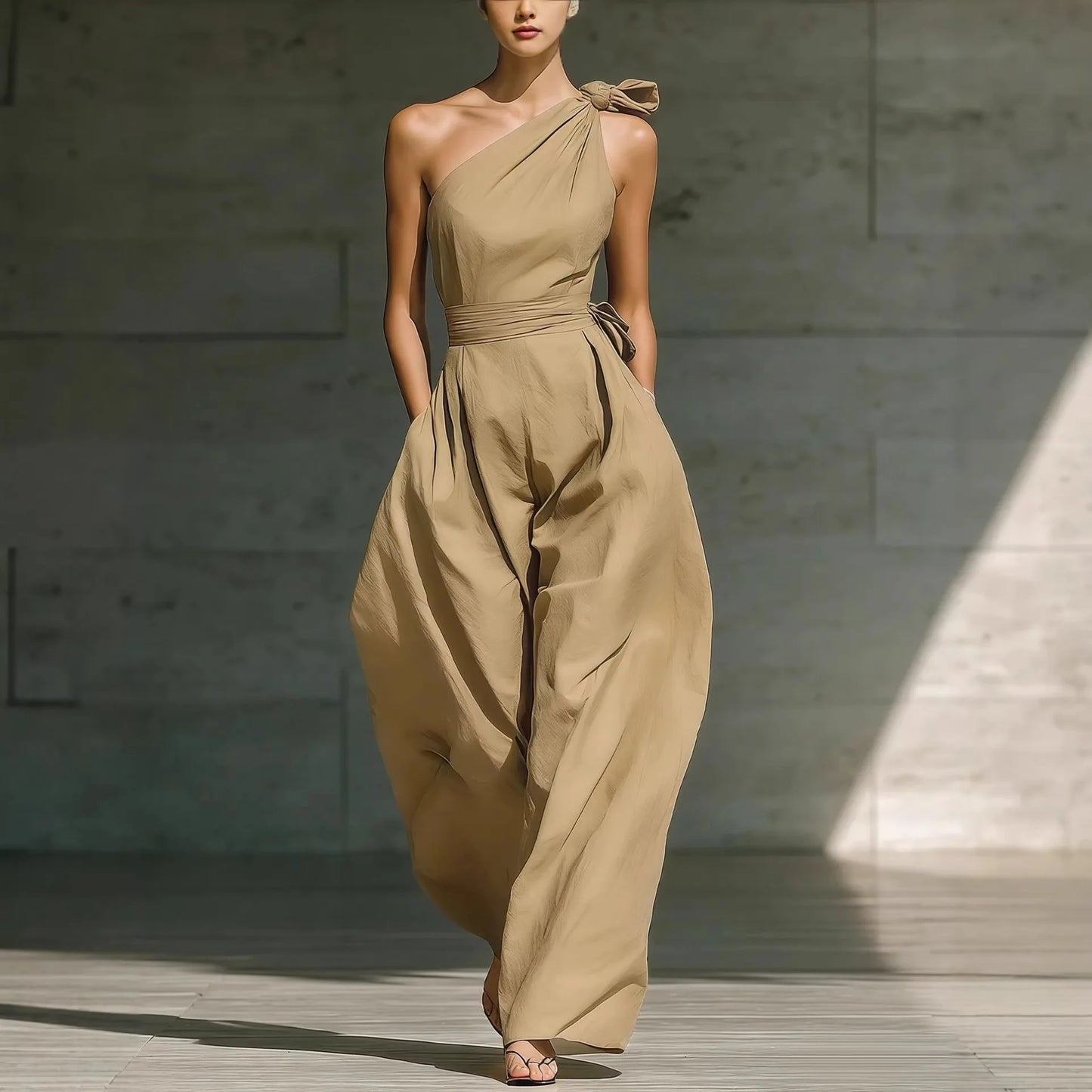 Fashion Sleeveless Jumpsuits For Woman 2026 Summer Casual One Shoulder One Piece Clothes Rompers High Quality Elegant