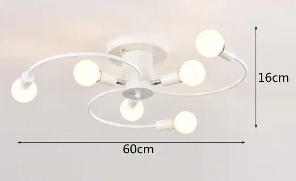 Minimalist Black/White/Gold Chandelier Simple Nordic Metal Chandelier Ceiling Lights for Living Room Bedroom Kitchen Bar Lustre
