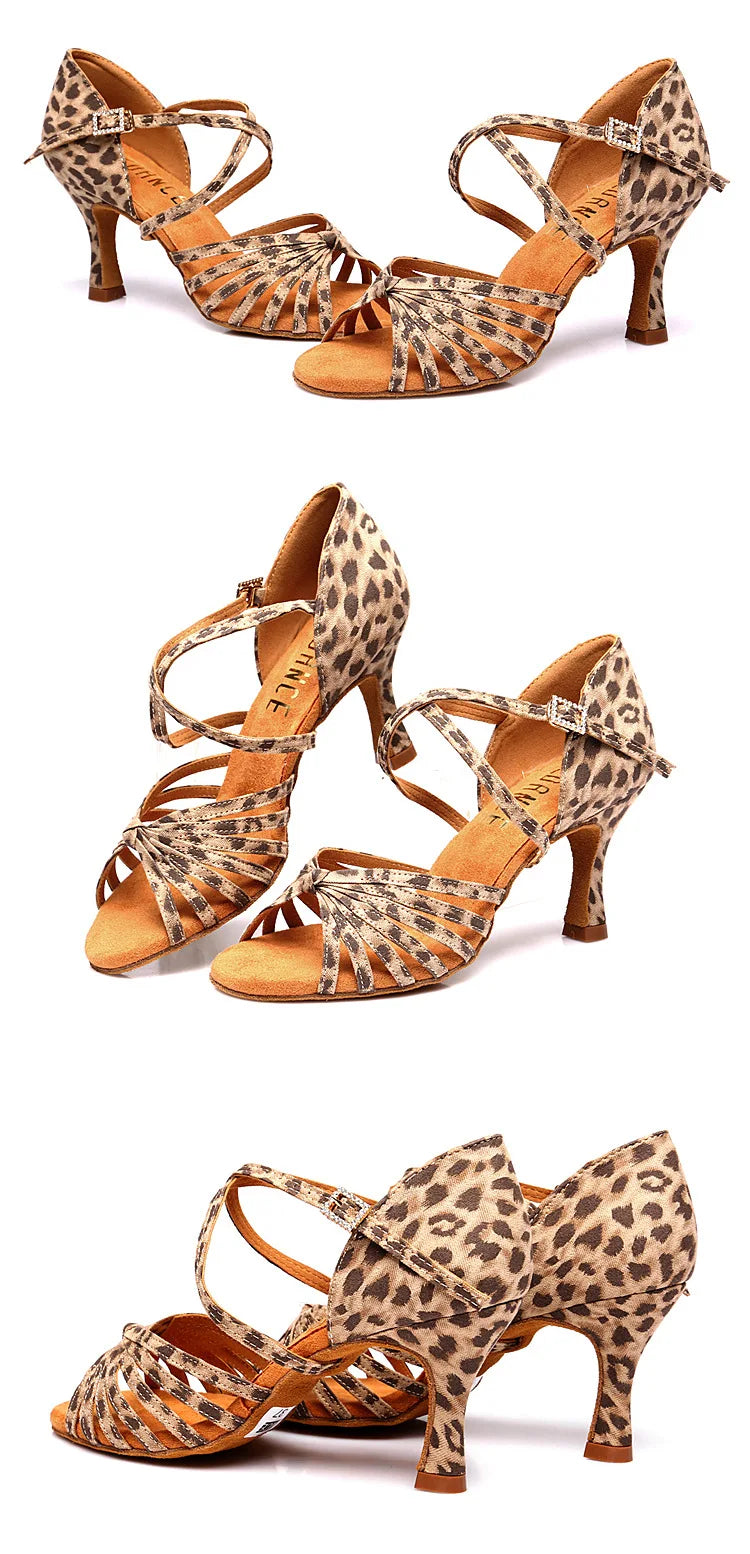 UK Latin Dance Shoes Women's Genuine Leather Flexible Sole Professional Competition Ballroom Practice Shoes