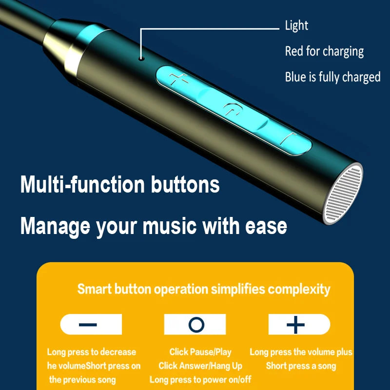 For Xiaomi Lenovo Bluetooth Earphone Silicone Neckband Headset HiFi 9D Stereo Sports Halter Wireless Headset Magnetic Earbuds
