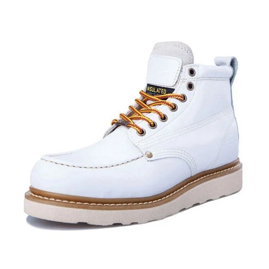 Vintage British Men's Genuine Leather Motorcycle Boots Casual Mid-calf Goodyear-Weld Work & Safety Shoes Tooling Boots